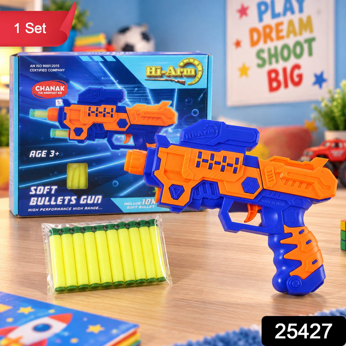 Soft Foam Bullet Toy Gun Blaster With Grip Handle For Target Play (1 Set)
