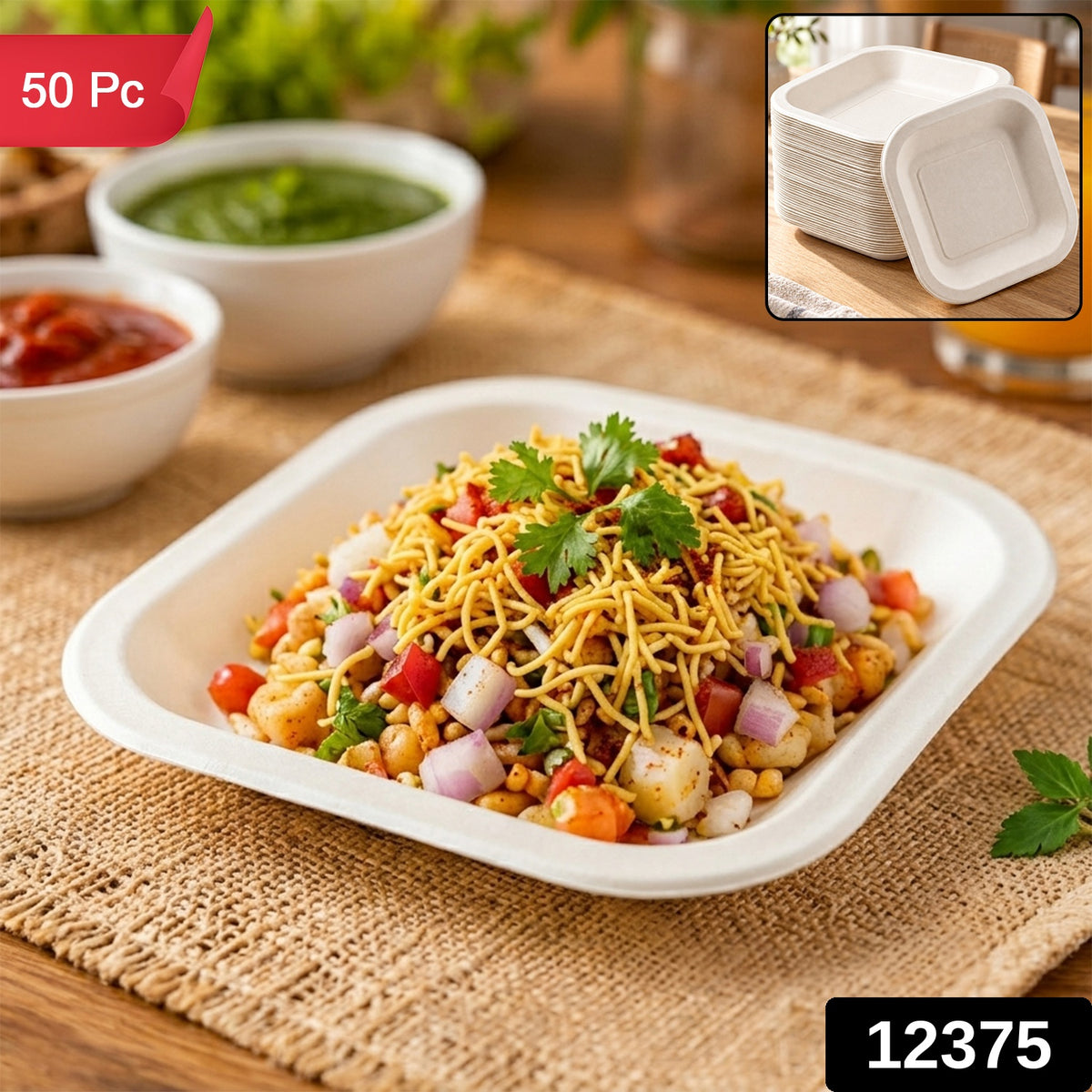 Disposable Food Tray Set – Square, 50 Pieces for Easy Serving
