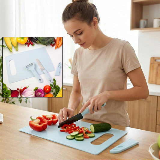 3 in 1 Kitchen Knife & Chopping Board Set (1 Set)