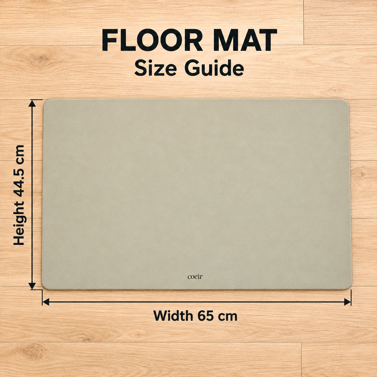 A light beige rectangular floor mat with dimensions of 44.5 cm height and 65 cm width.