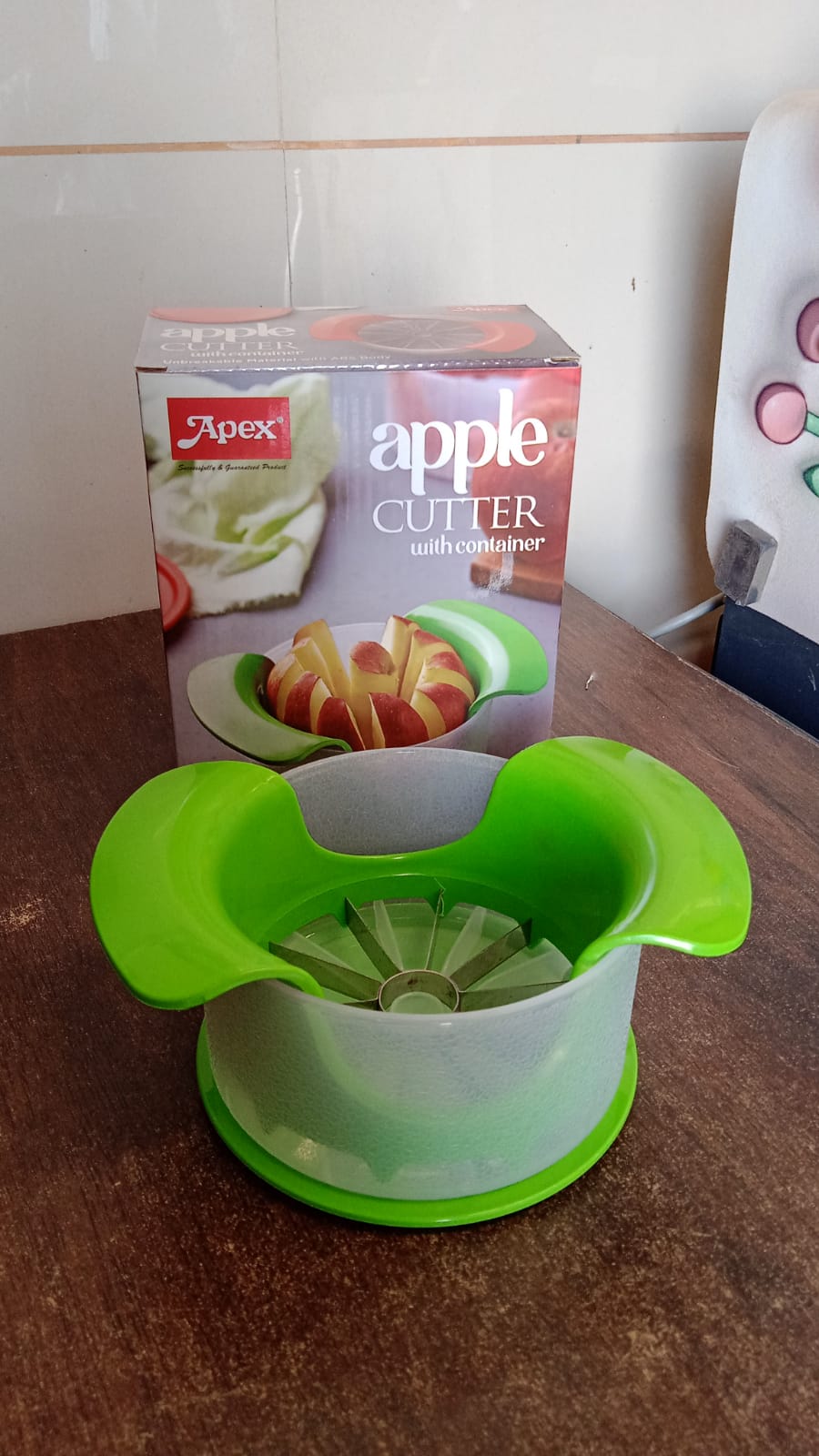 Apex Apple Cutter with Container â€“ Unbreakable ABS Body & Stainless Steel Blades