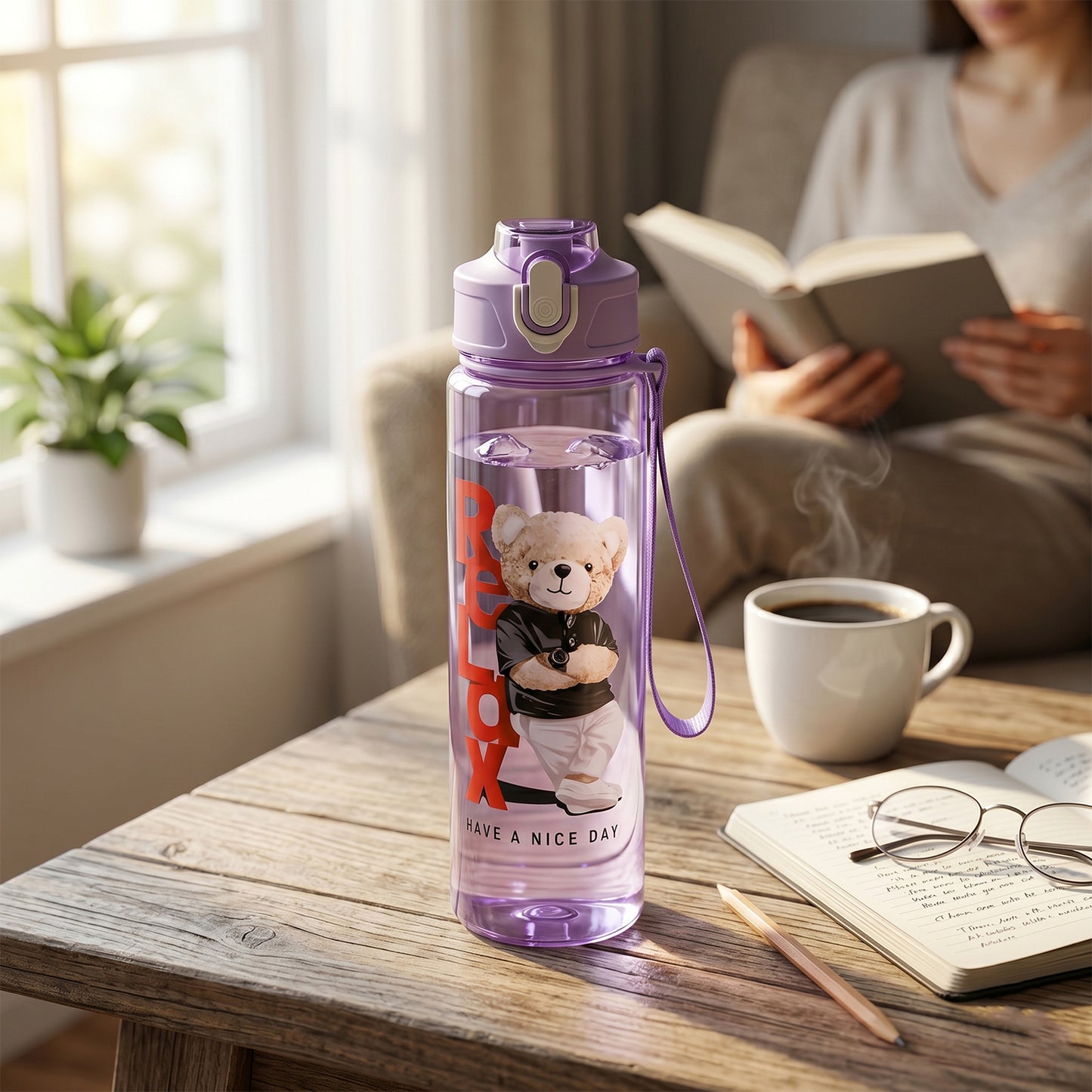 Plastic Water Bottle Set – BPA-Free, Leak-Proof, Cartoon Design for Kids & Gym (3 Pc Set)