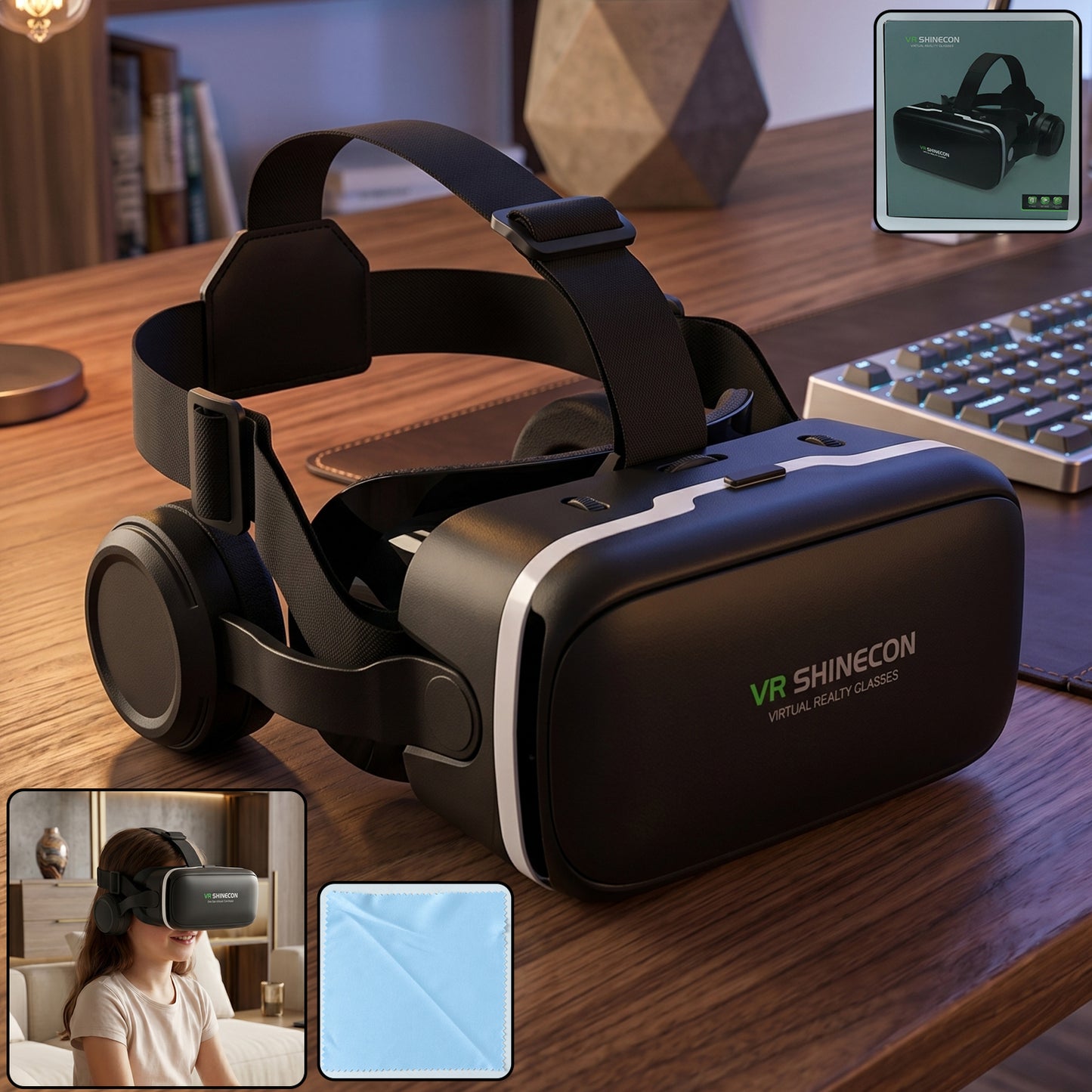3D / HD VR Glasses Virtual Reality Goggles Headset for iOS for Android Smartphone VR Goggles-For 3D VR Movies Video Games with Headphones (1 Pc)
