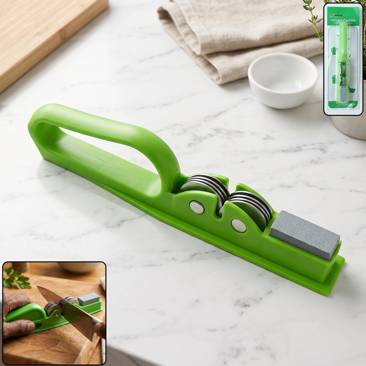 Handheld Knife Sharpener with Grip Handle, Manual Blade Sharpening Tool (1 Pc)
