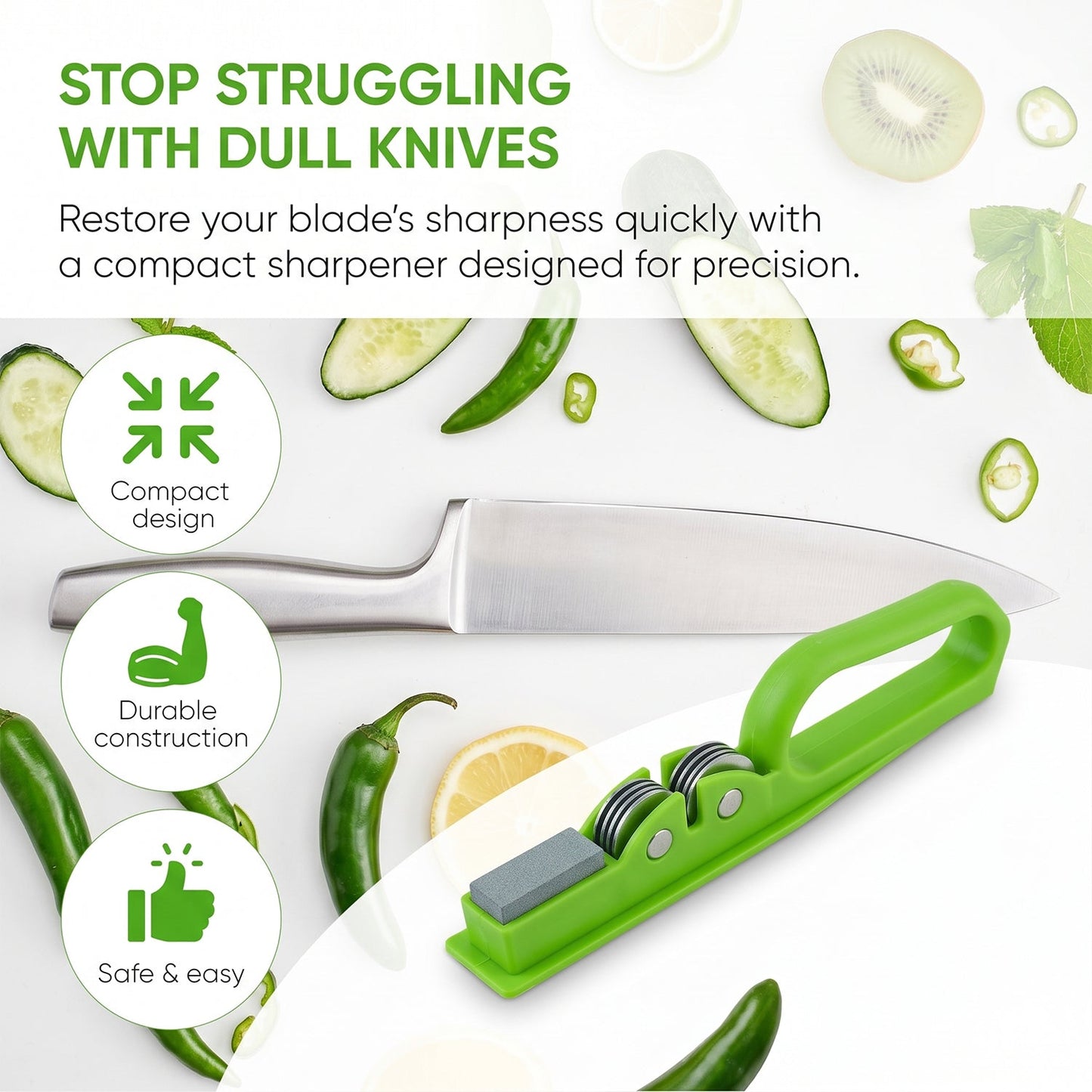 Handheld Knife Sharpener with Grip Handle, Manual Blade Sharpening Tool (1 Pc)