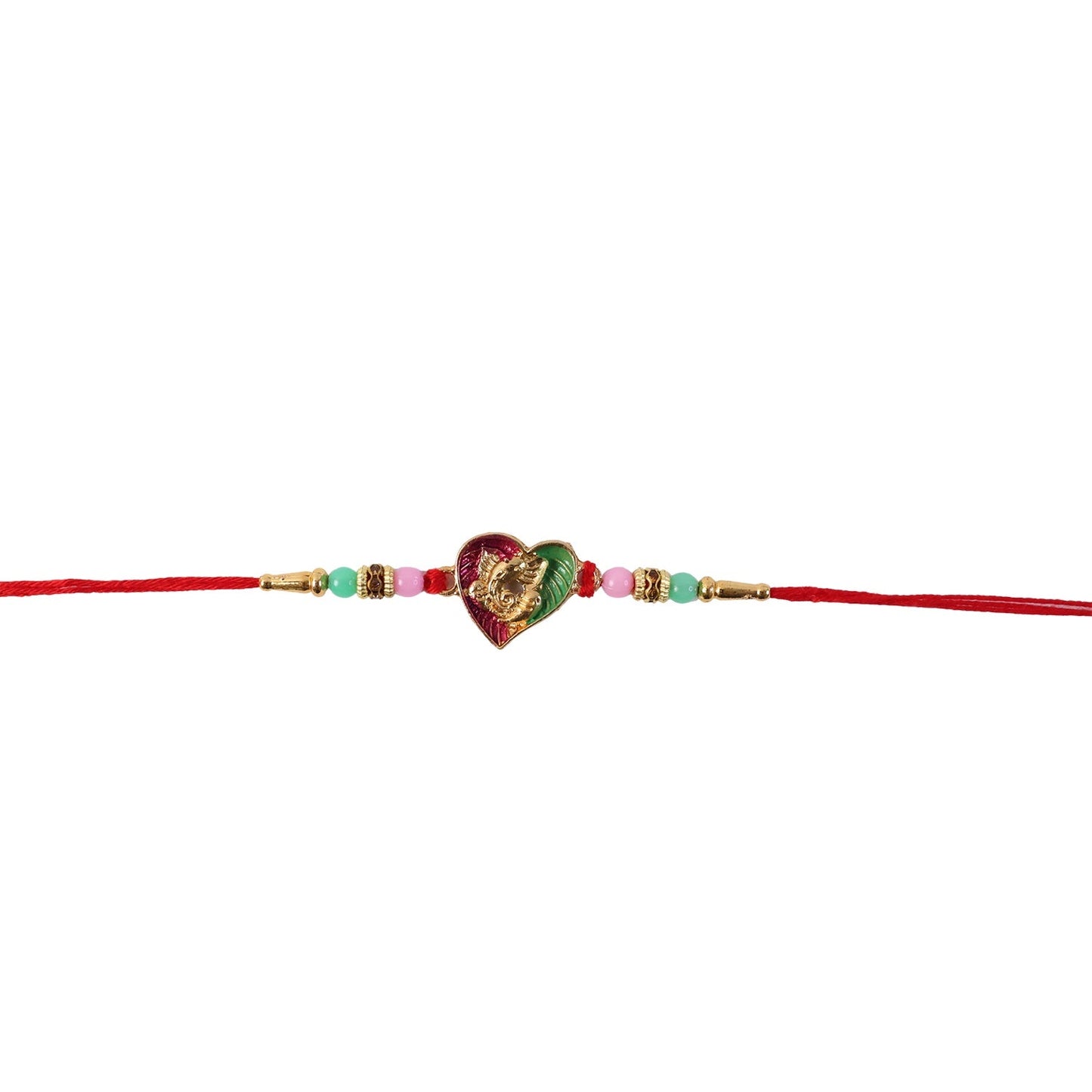 Side view of heart-shaped Lord Ganesha Rakhi Designer Rakhi
