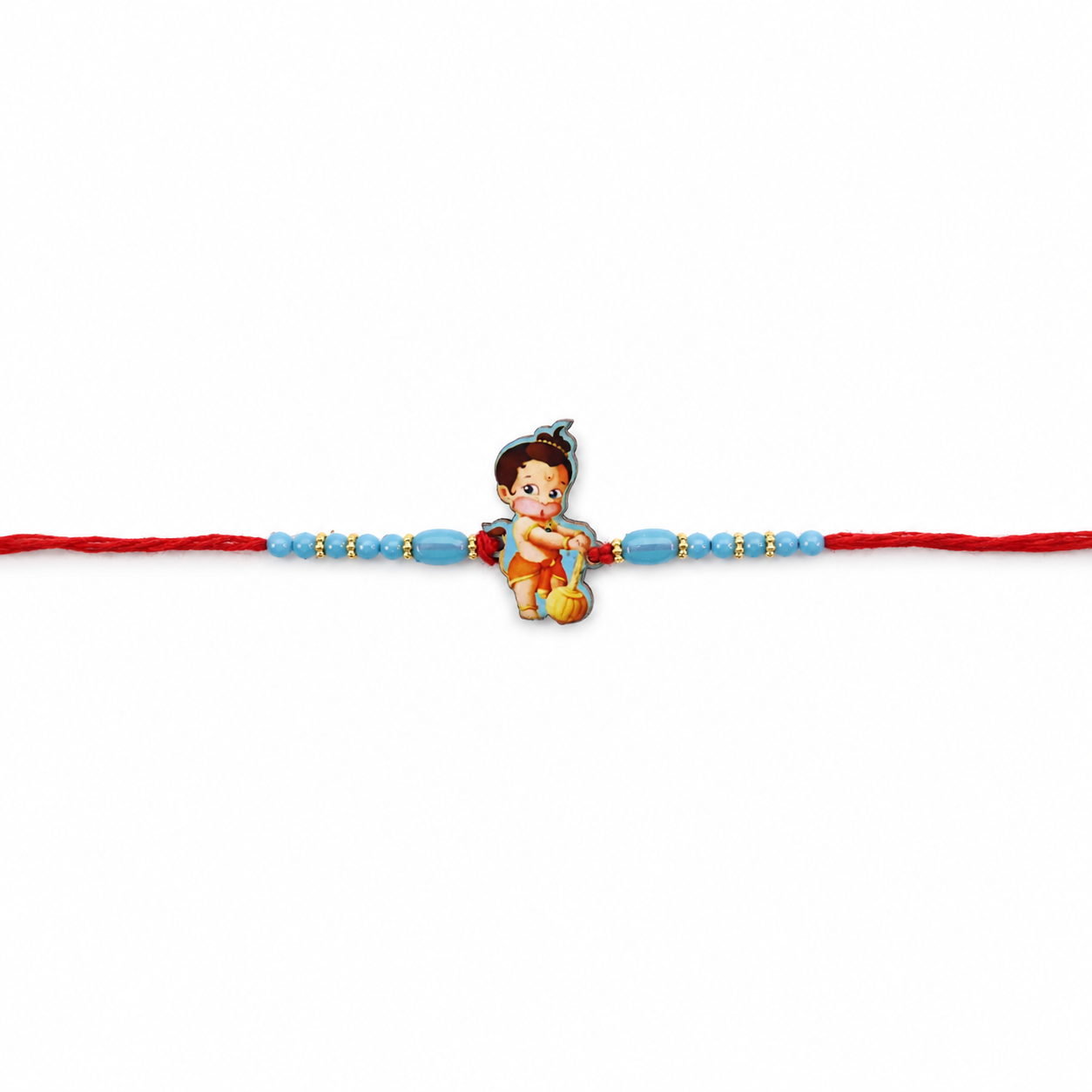 Side view showing quality of decorative elements of Rakhi.