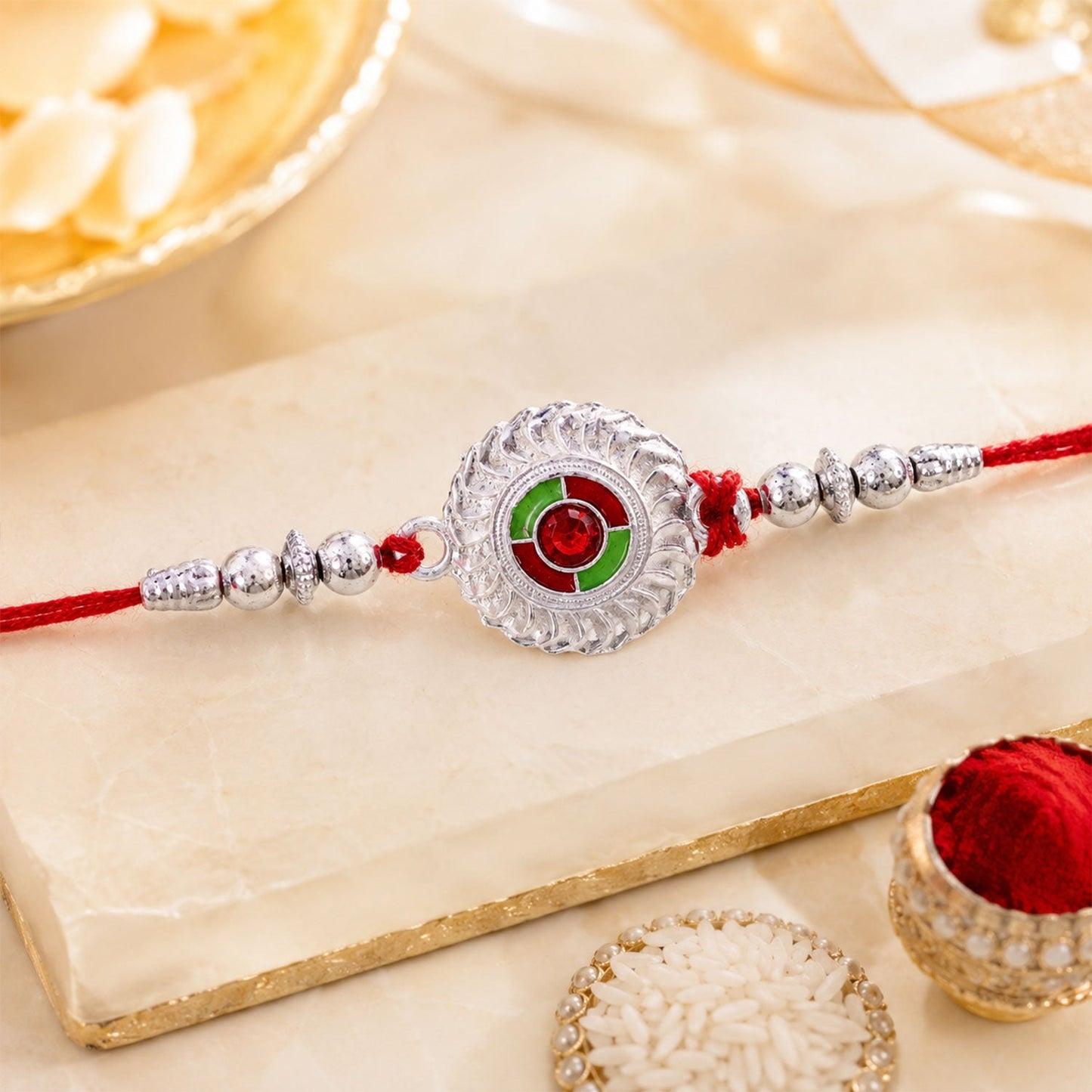 Elegant festive wrist accessory, ideal for Raksha Bandhan celebrations