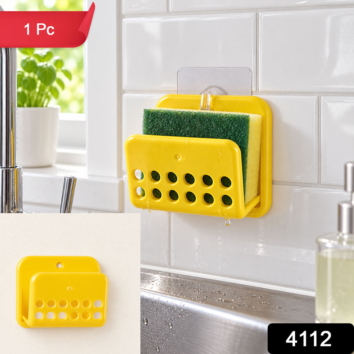 Self-Adhesive Sponge and Soap Holder | No-Drill Sink Organizer & Multipurpose Kitchen Caddy