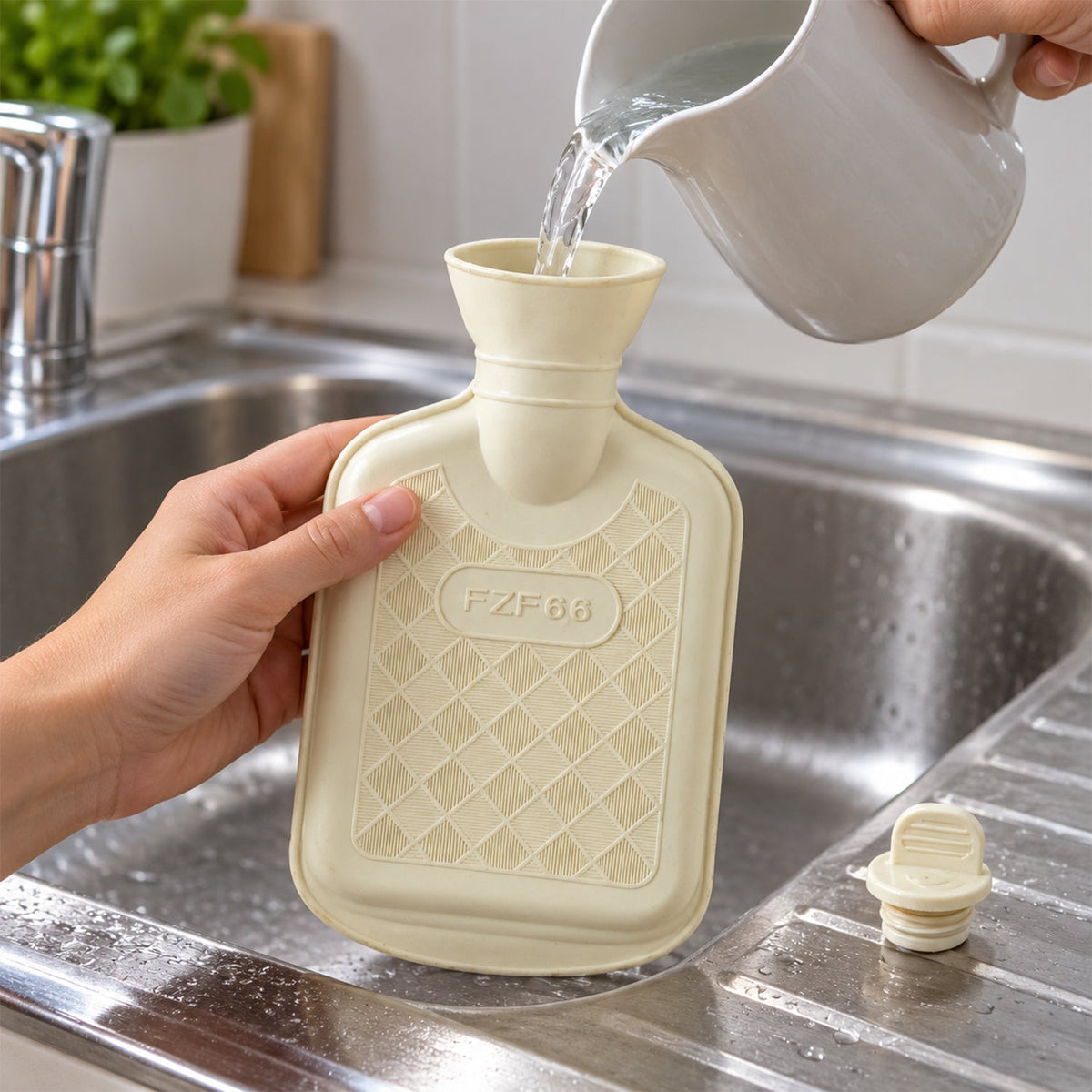 Compact Rubber Hot Water Bag with Textured Surface & Screw Stopper (1 Pc)