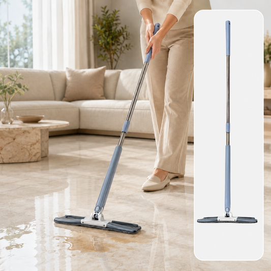 X Shape Mop or Floor Cleaning Hands-Free Squeeze Microfiber Flat Mop System 360° Flexible Head, Wet and Dry mop for Home Kitchen with 1 Super-absorbent Microfiber Pads.