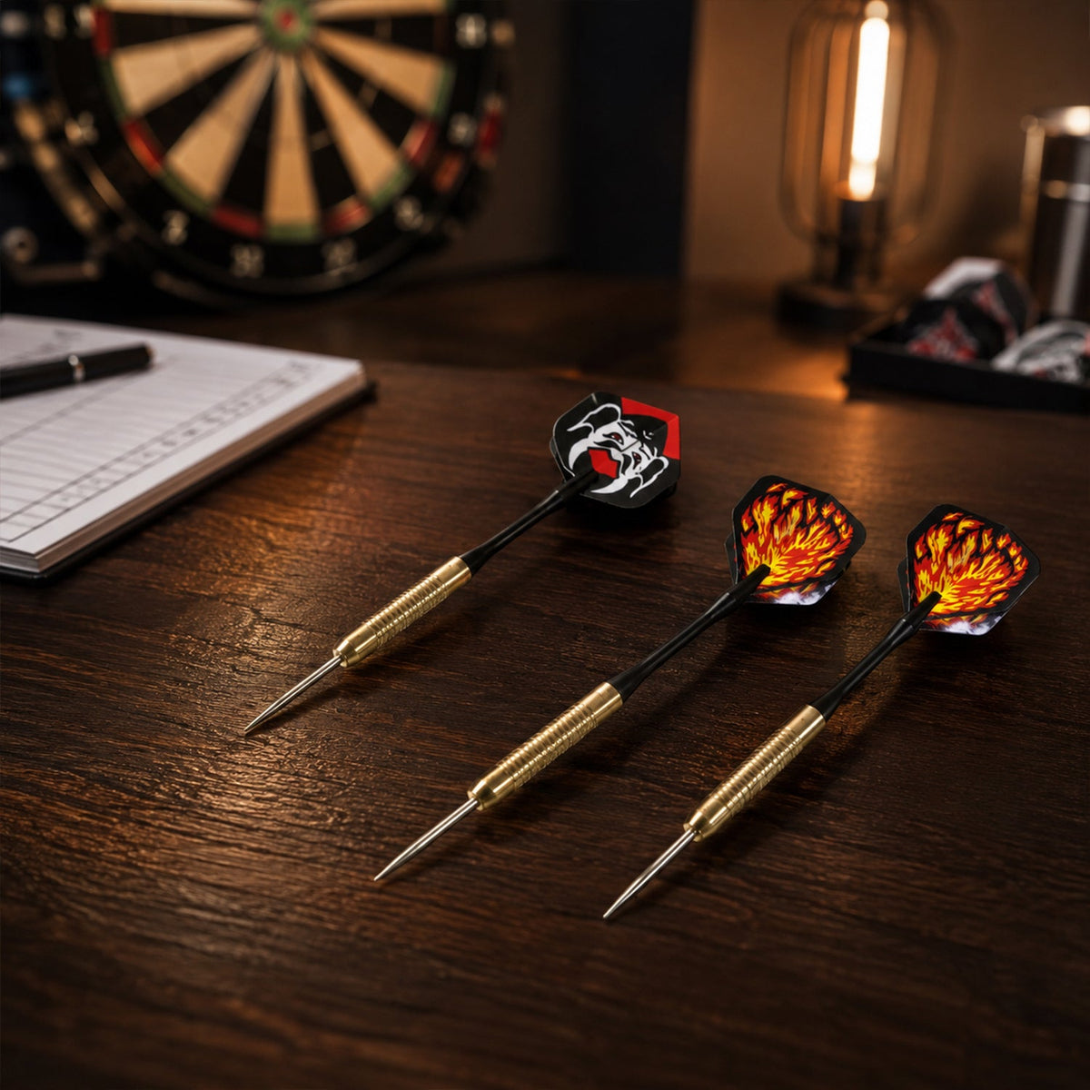 Steel tip dart set supporting view