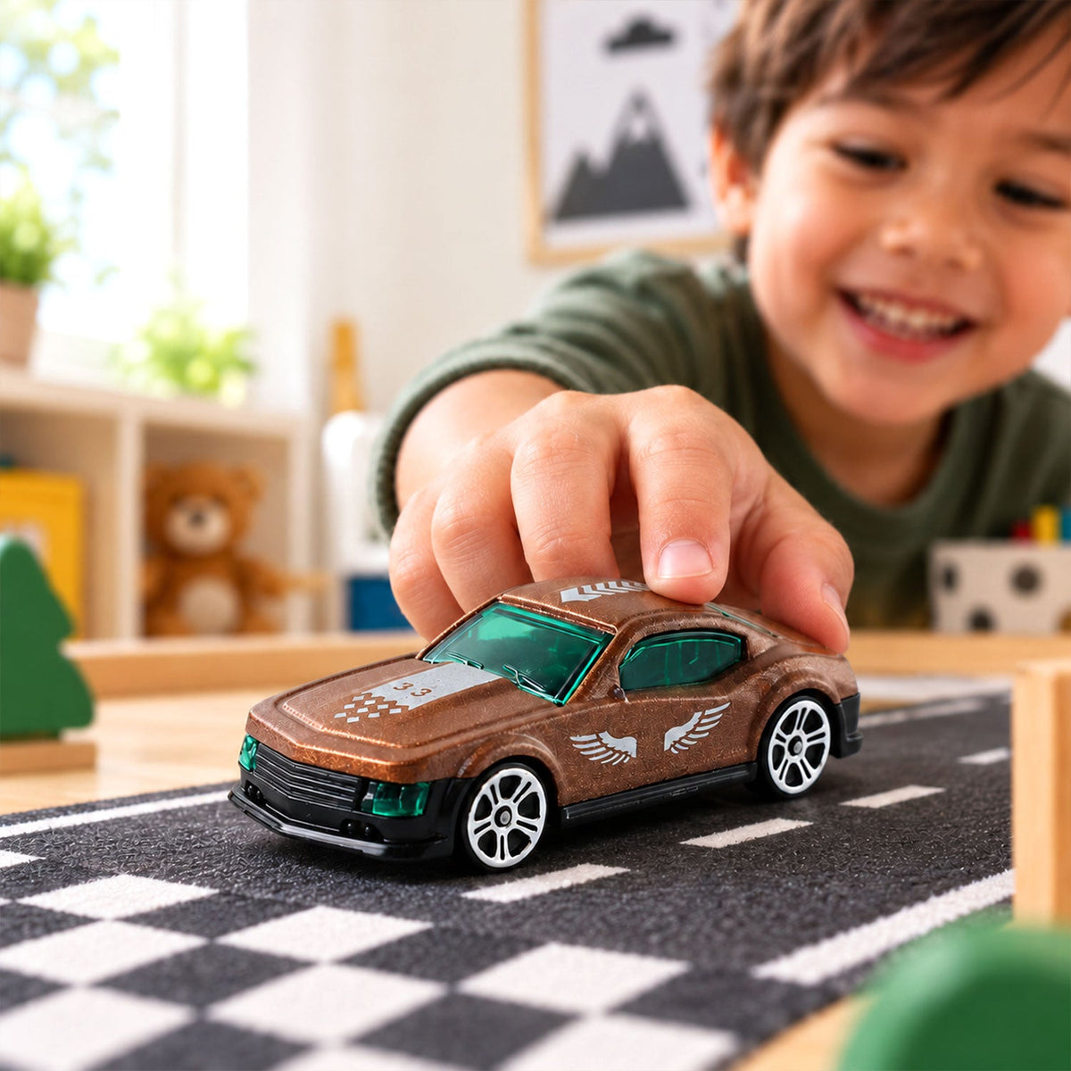 Die Cast Pullback Racer Toy Car With Metallic Finish For Kids Play (1 Pc)