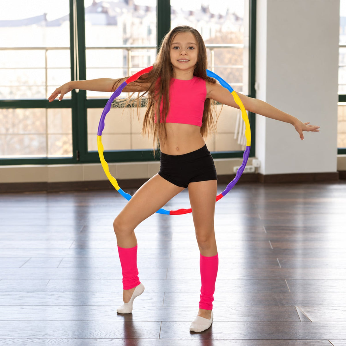 Detachable Hula Hoop With Colourful Segments For Kids Active Play (1 Set)