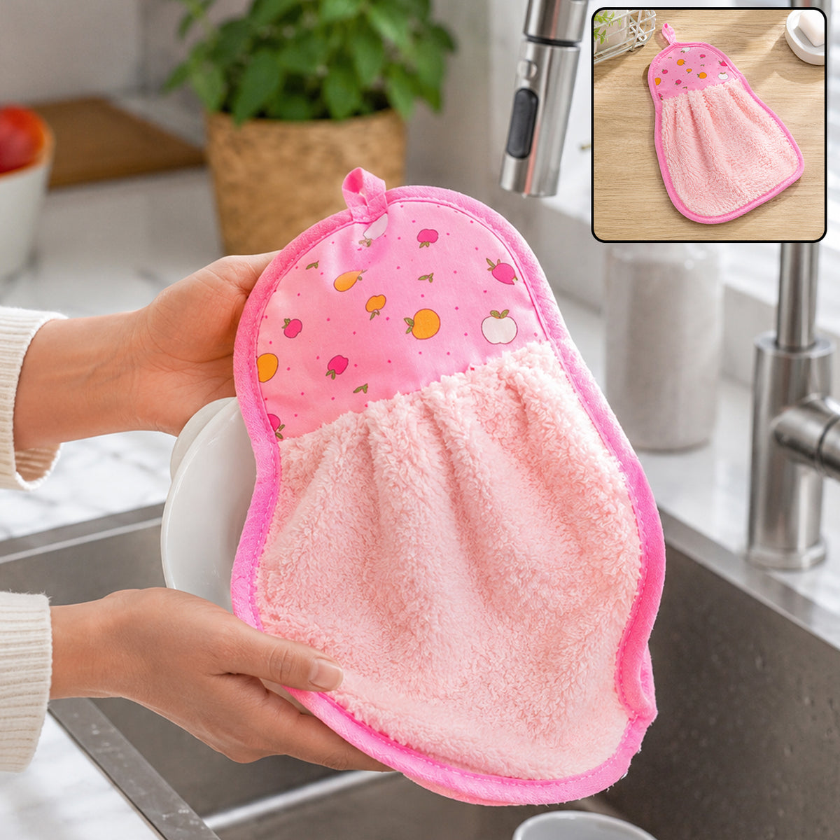 Microfiber Kitchen Towel with Loop – Soft, Quick-Dry & Absorbent