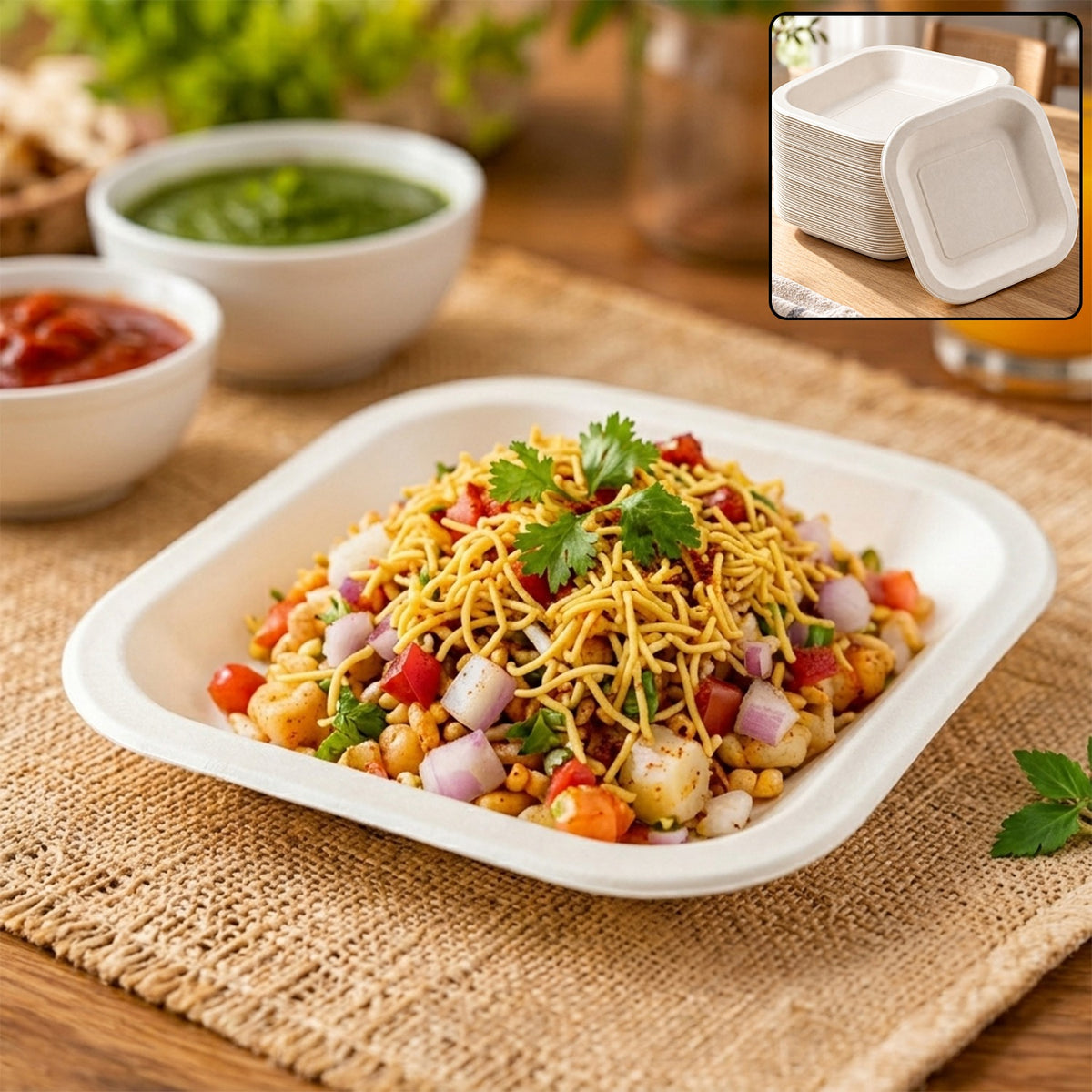 Disposable Food Tray Set – Square, 50 Pieces for Easy Serving