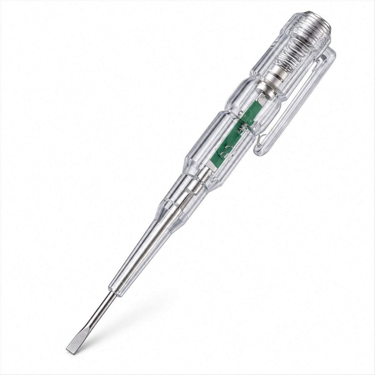 Electric Tester Screwdriver with Clear Handle and Pocket Clip Tool (1 Pc)