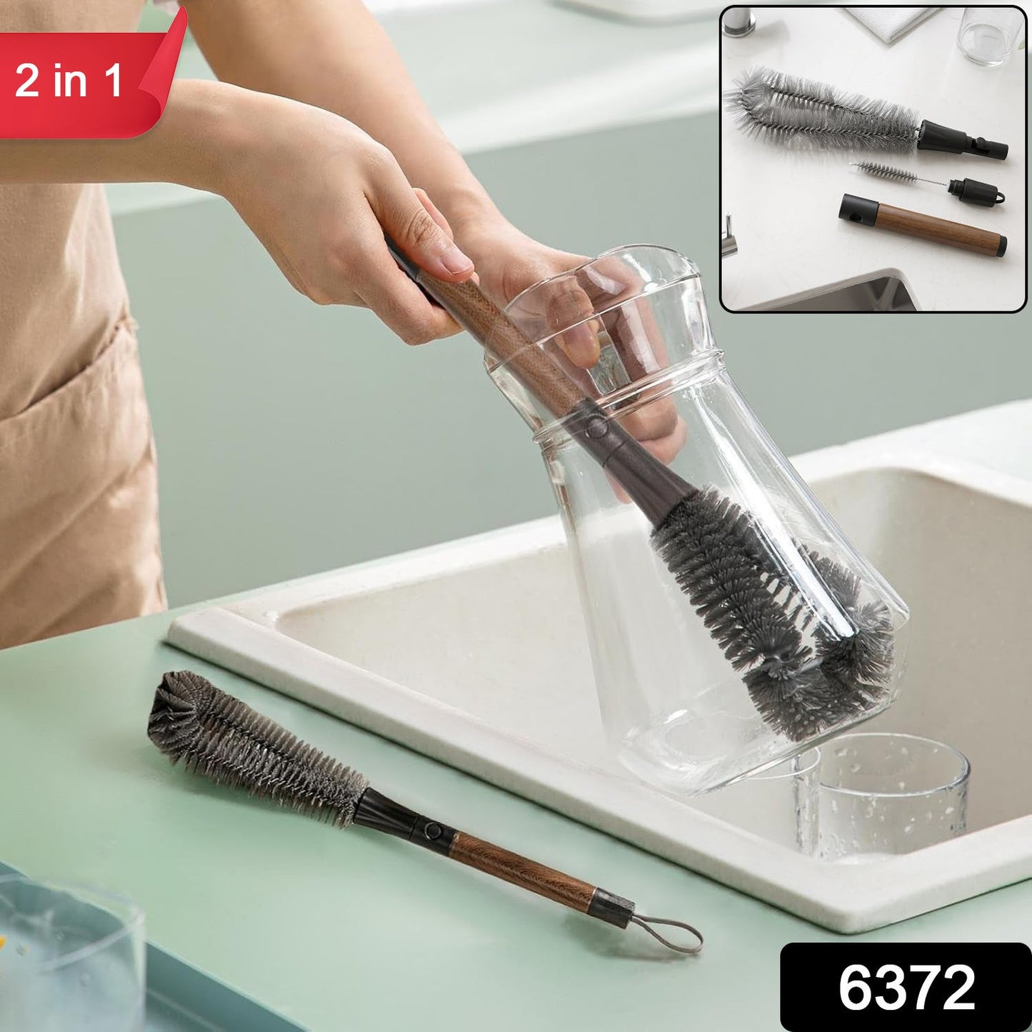 2 in 1 detachable dual head bottle cleaning brush, 1 piece