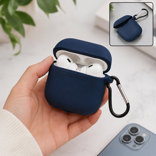 Silicone Shockproof Protection Wireless Headphones Carrying Box Cover with Metal Keychain