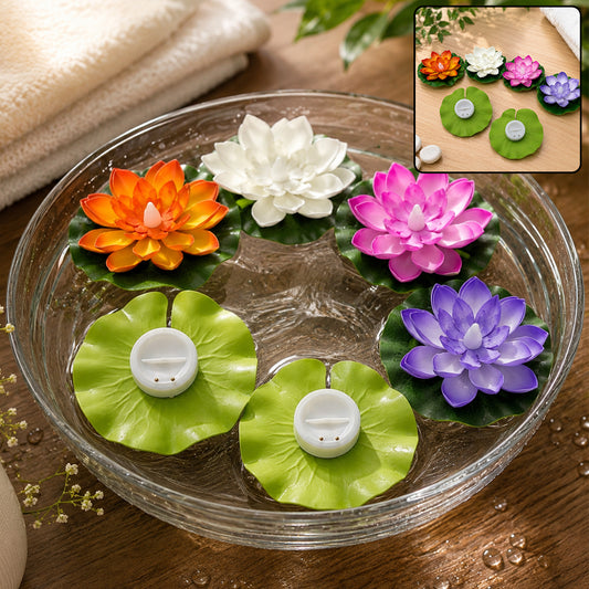 Water Floating Smokeless Candles & Lotus Flowers Sensor Led TeaLight for Outdoor and Indoor Decoration - Pack of 6 Candle (Pack of 6)