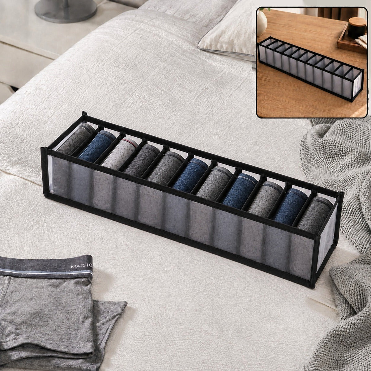 Foldable laundry 11 section organizer bag
