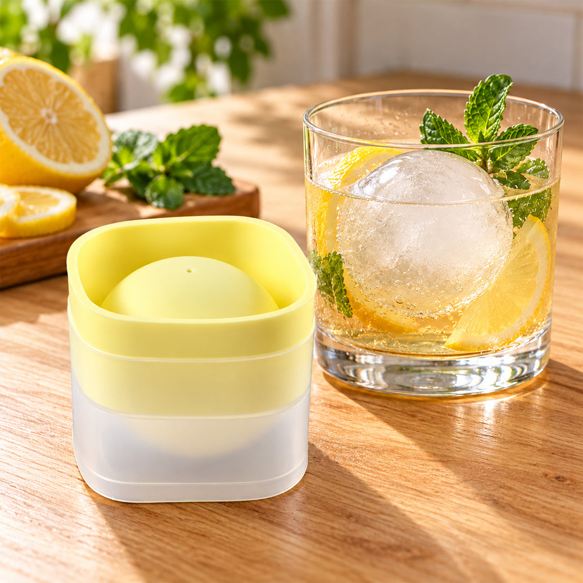 Silicone Ice Ball Mold with Removable Lid for Round Drink Ice Cubes (1 Pc)