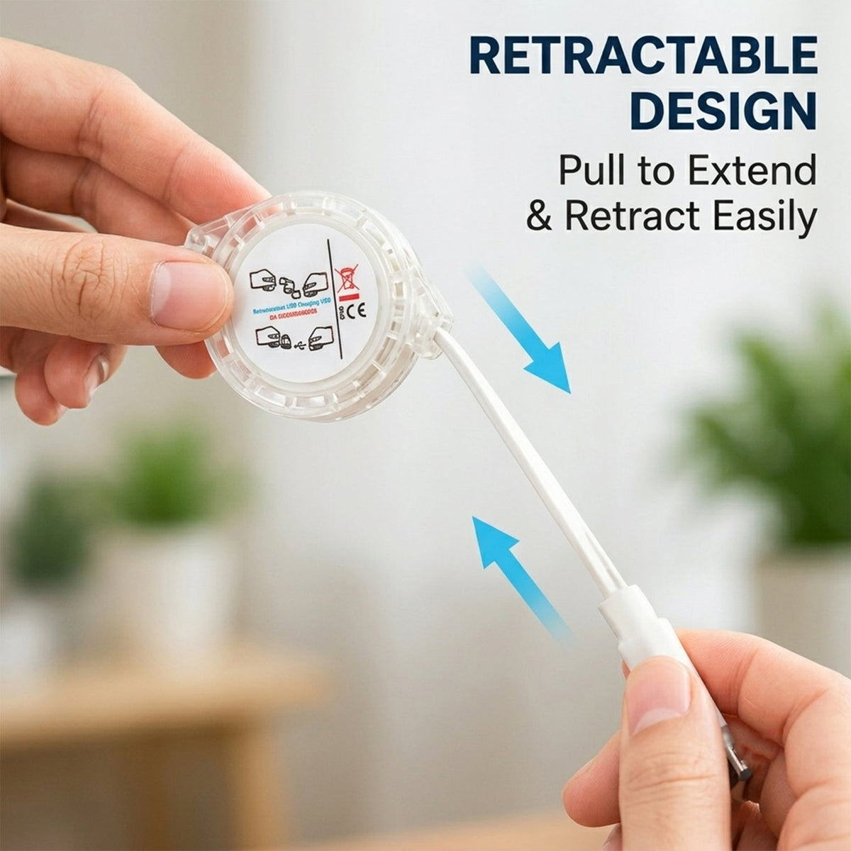 Retractable USB Charging Cable with Type C, Micro USB & Lightning (3 in 1)