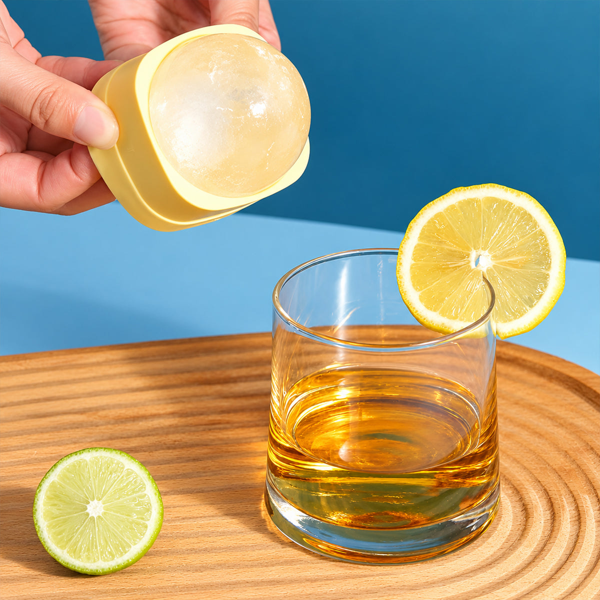 Silicone Ice Ball Mold with Removable Lid for Round Drink Ice Cubes (1 Pc)