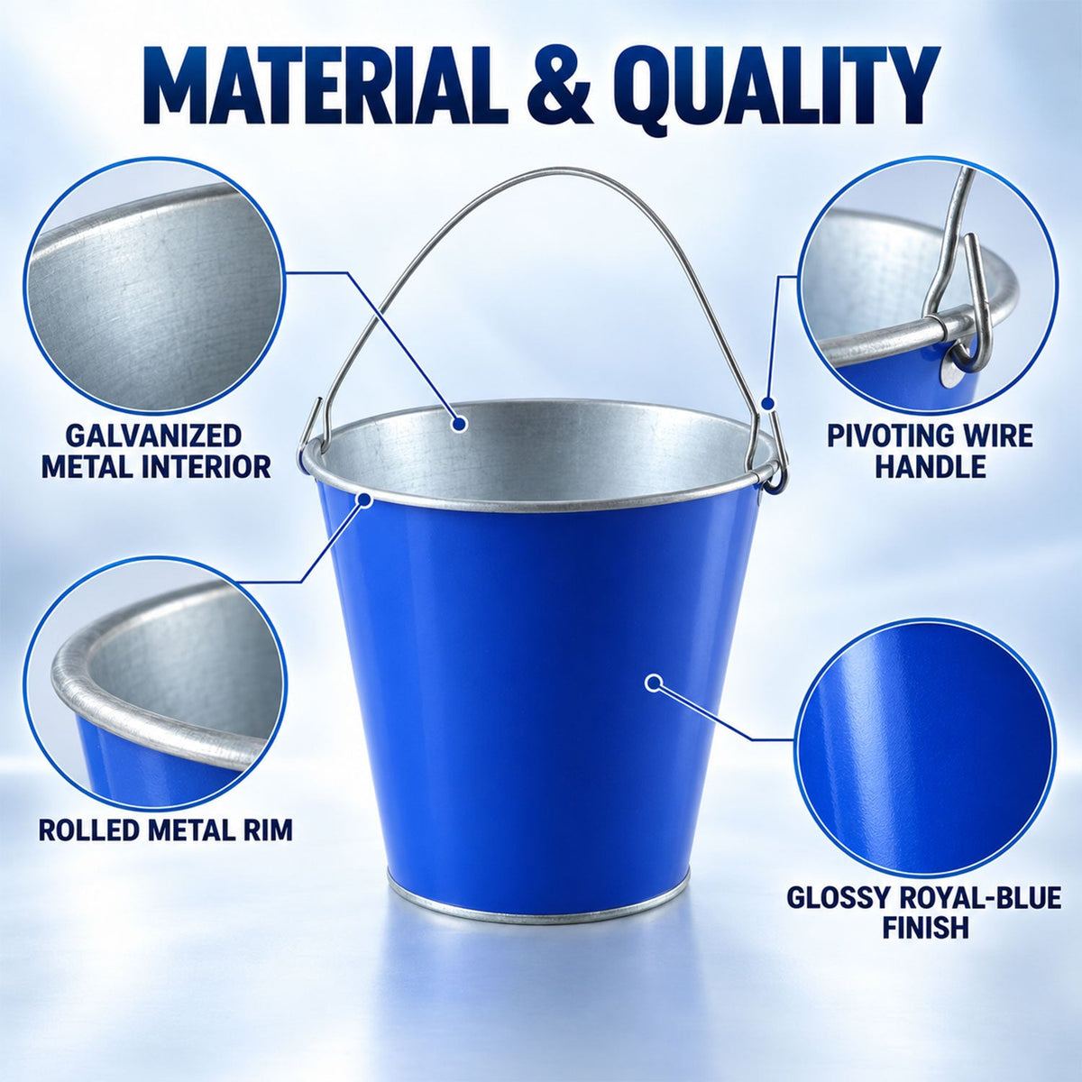 Small Metal Ice Bucket with Carry Handle for Party Decor & Storage (1 Pc)