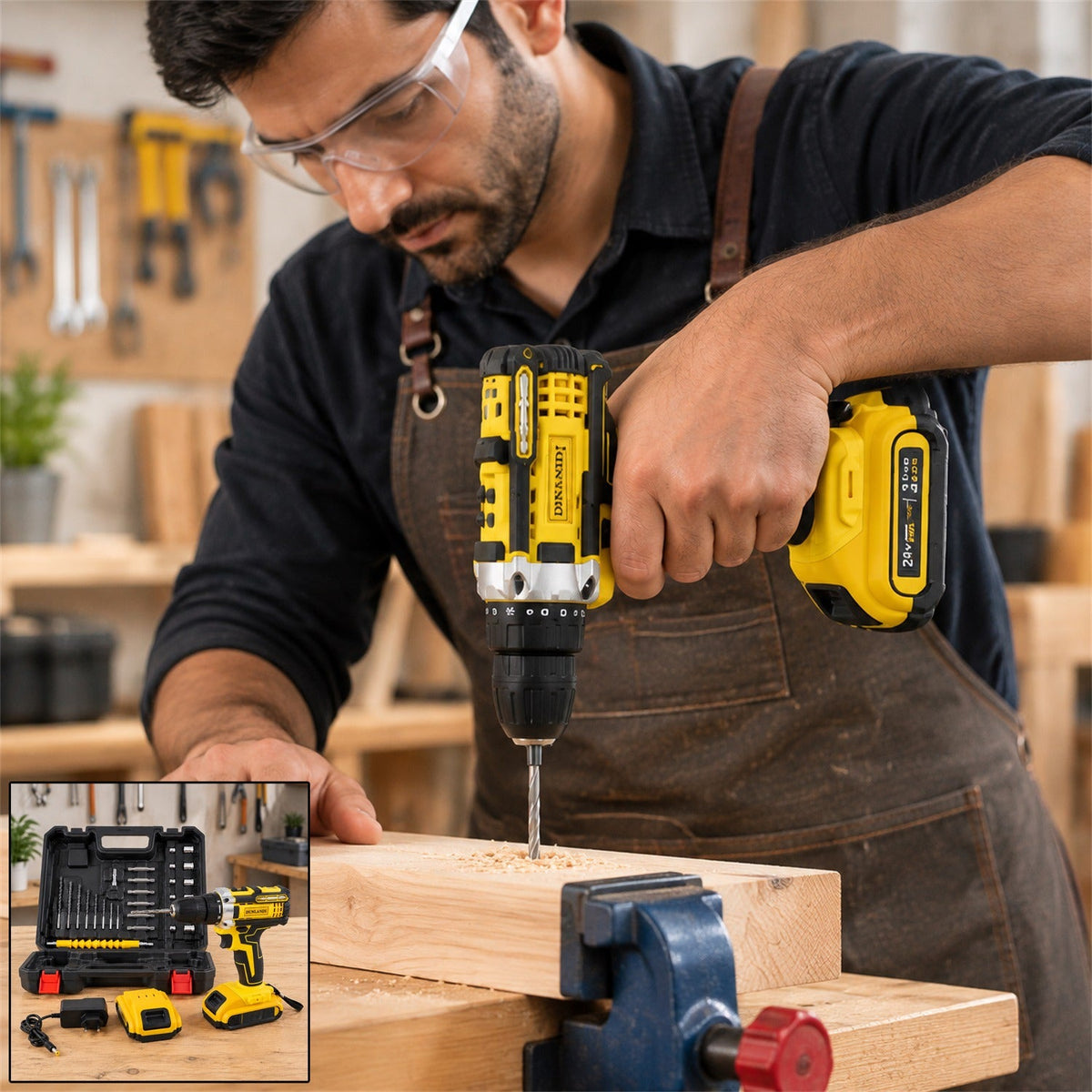 Cordless drill machine kit 20V 2 batteries