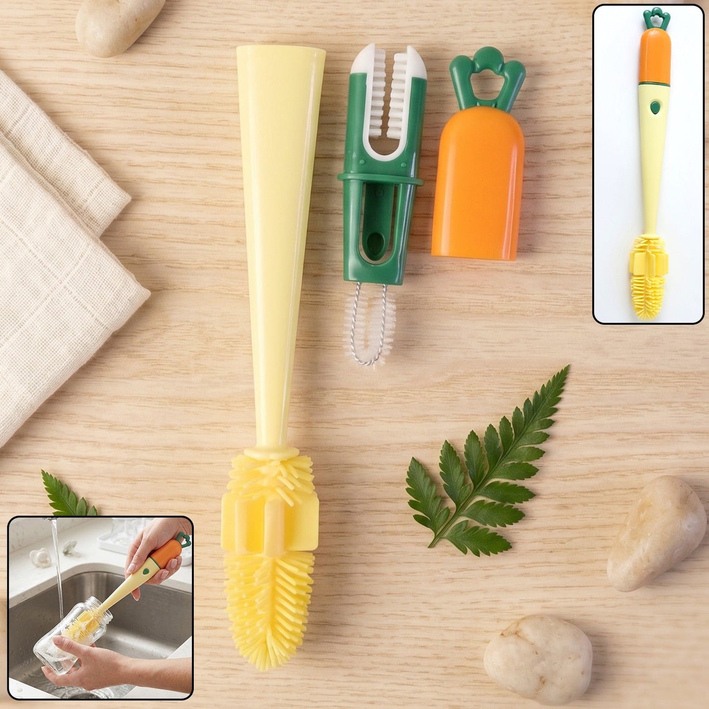 3 in 1 bottle cleaning brush silicone head
