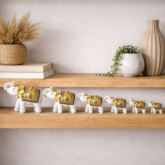White Elephant Showpiece Set for Home DÃ©cor, Lucky Elephant Figurines