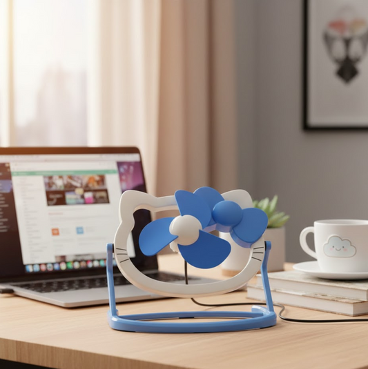 Hello Kitty USB Mini Fan: Cute, Quiet & Portable Desk Buddy (Battery Not Included)