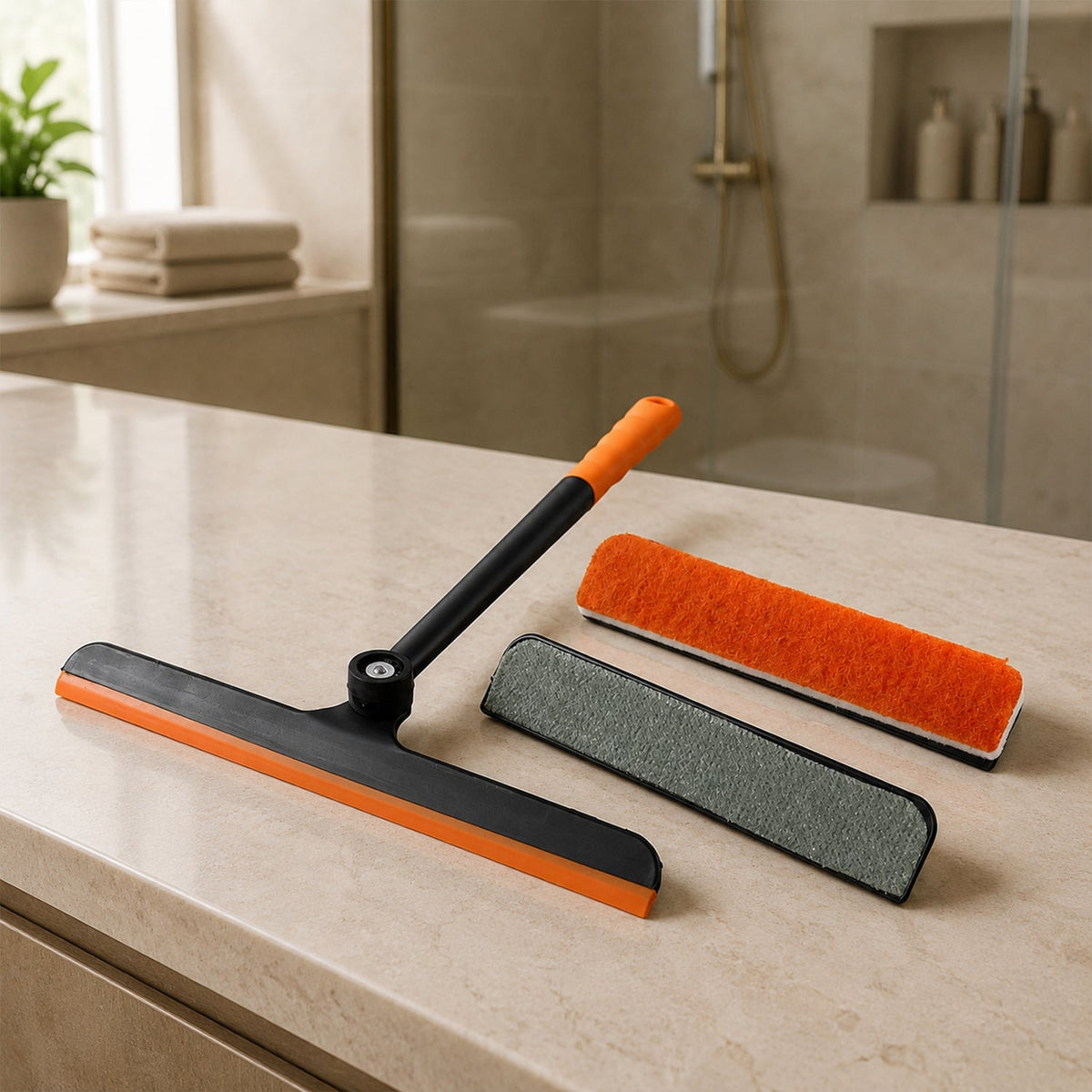 Window glass wiper with cleaning pad attachments