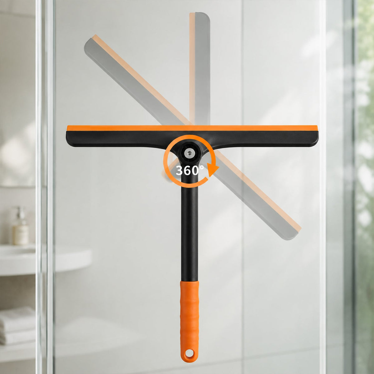 Rotating window glass cleaning wiper head