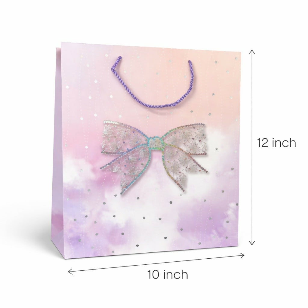 Elegant Bow Design Gift Paper Bag with Handle for Gifting