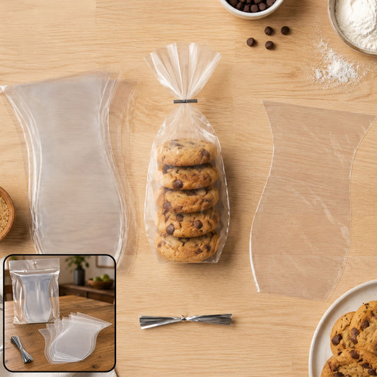 Clear Cookie Bags, Gift Bag Clear Flat Treat Bags (25 Pcs Set)