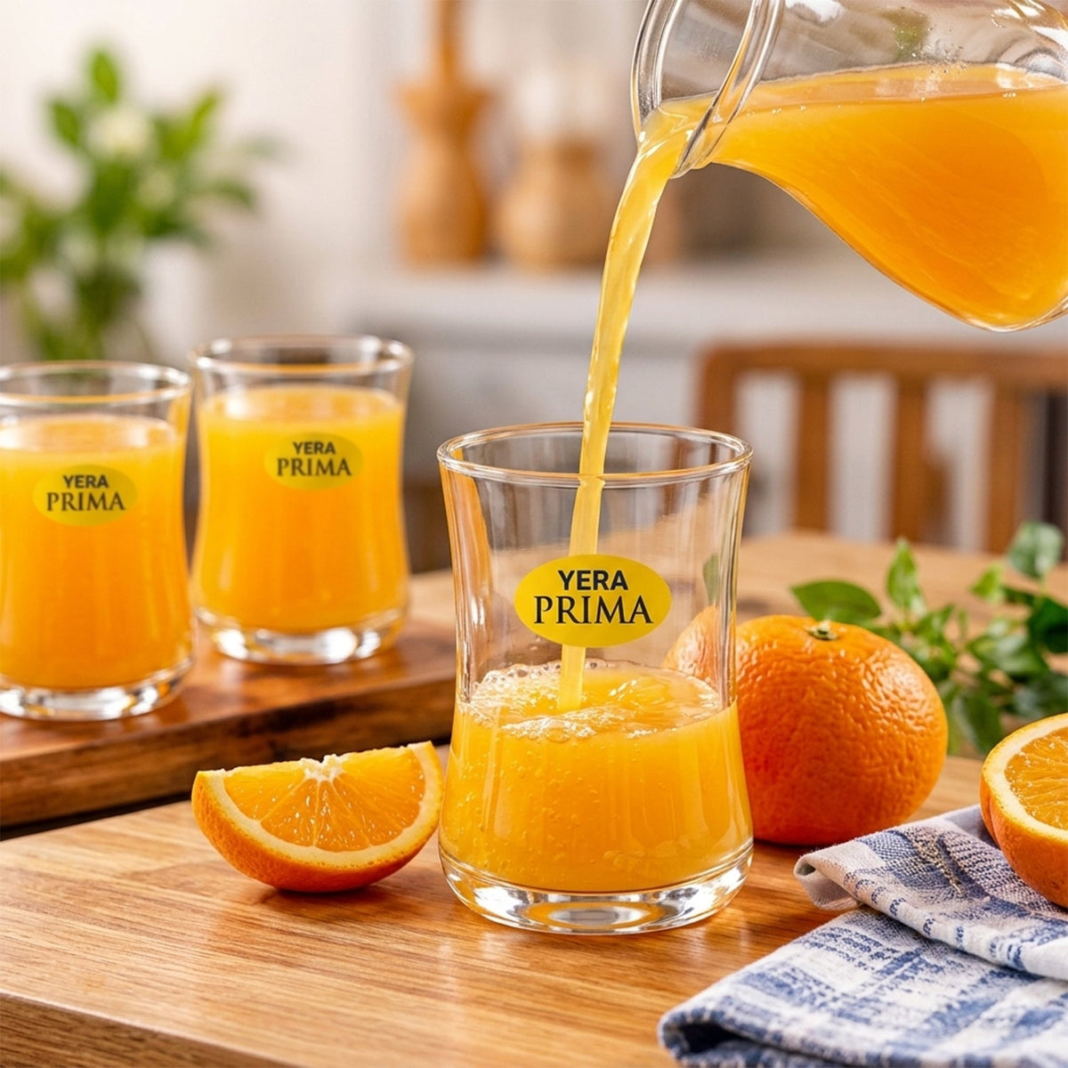 Yera Prima Radiance Zest Curved Glass Tumbler Set for Water and Juice (6 Pc)