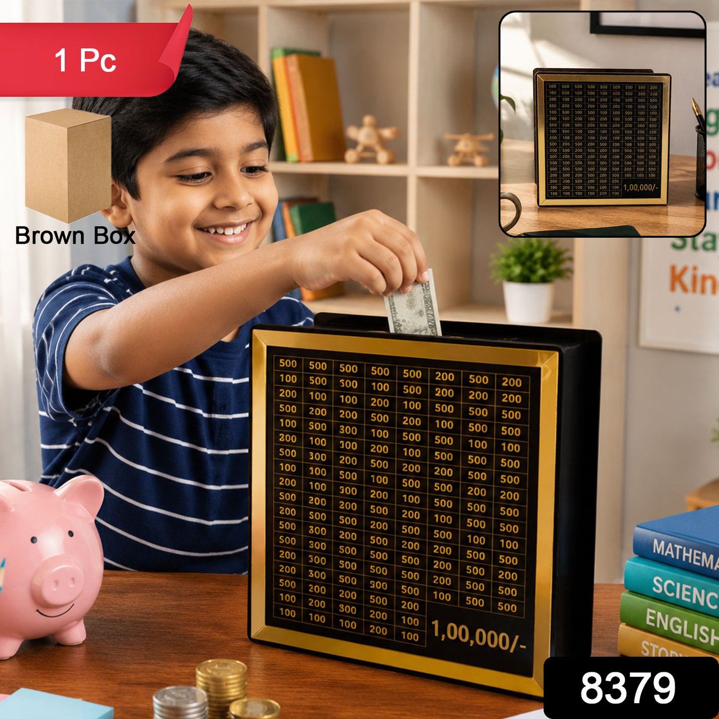Wooden Money / Piggy Bank, Money Box (1 Pc / Pen Not Included)