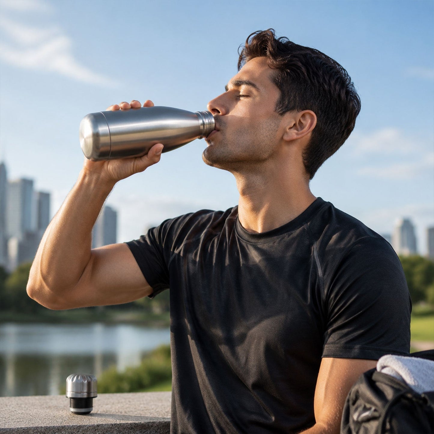 Sleek 500ml stainless steel water bottle design