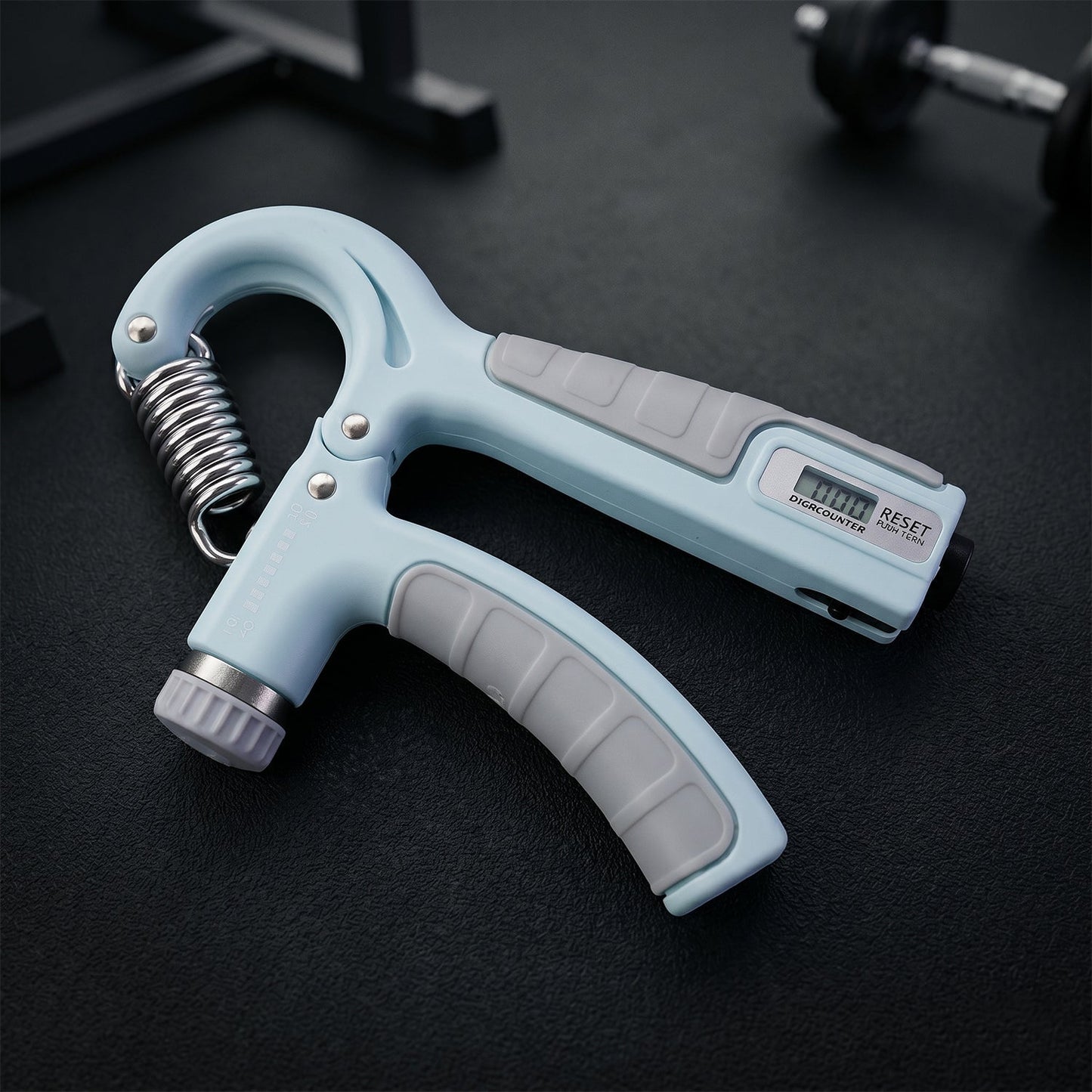 Hand gripper fitness tool angled view