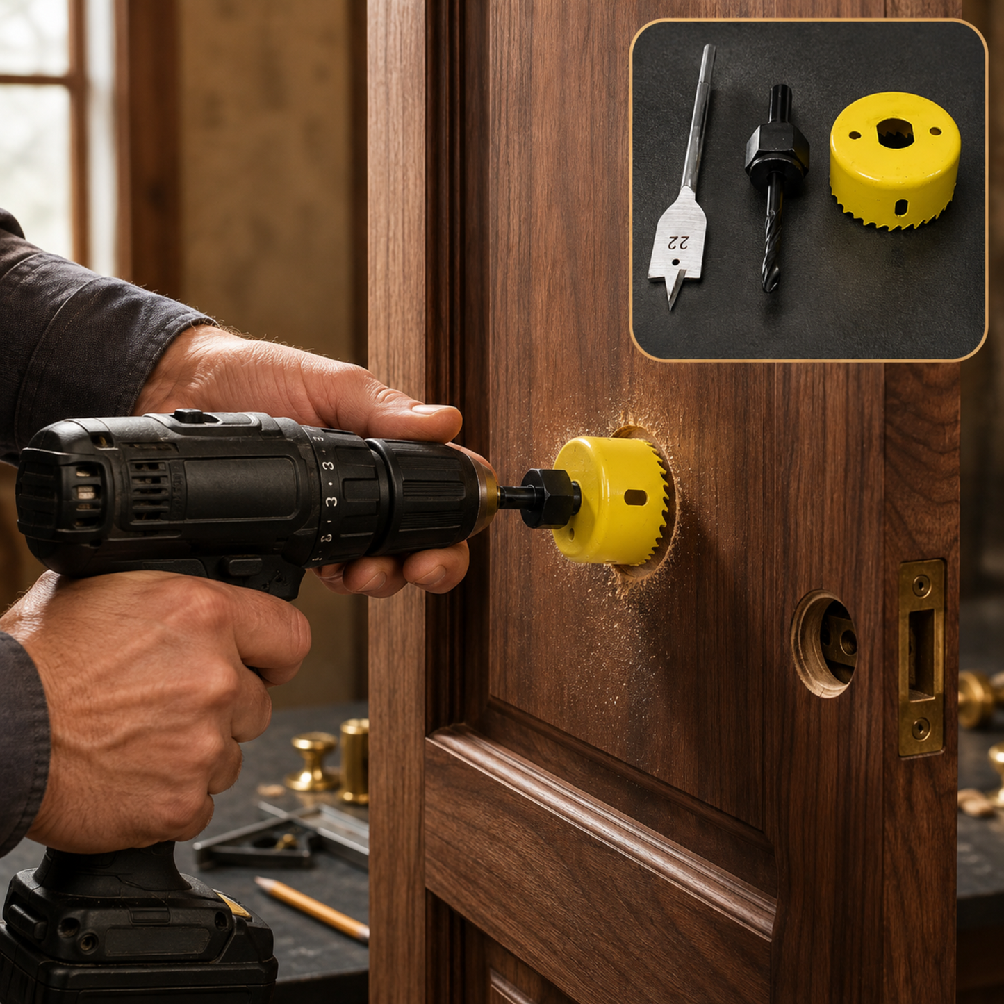 Door Lock Installation (22mmx150mm) Hole Saw Kit (1 Set)