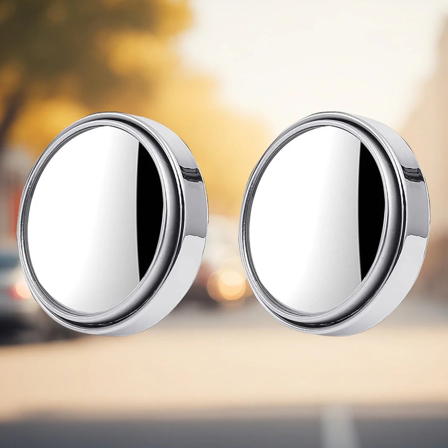 Car Silver Round Blind Spot adjustable Mirror 2 Pc