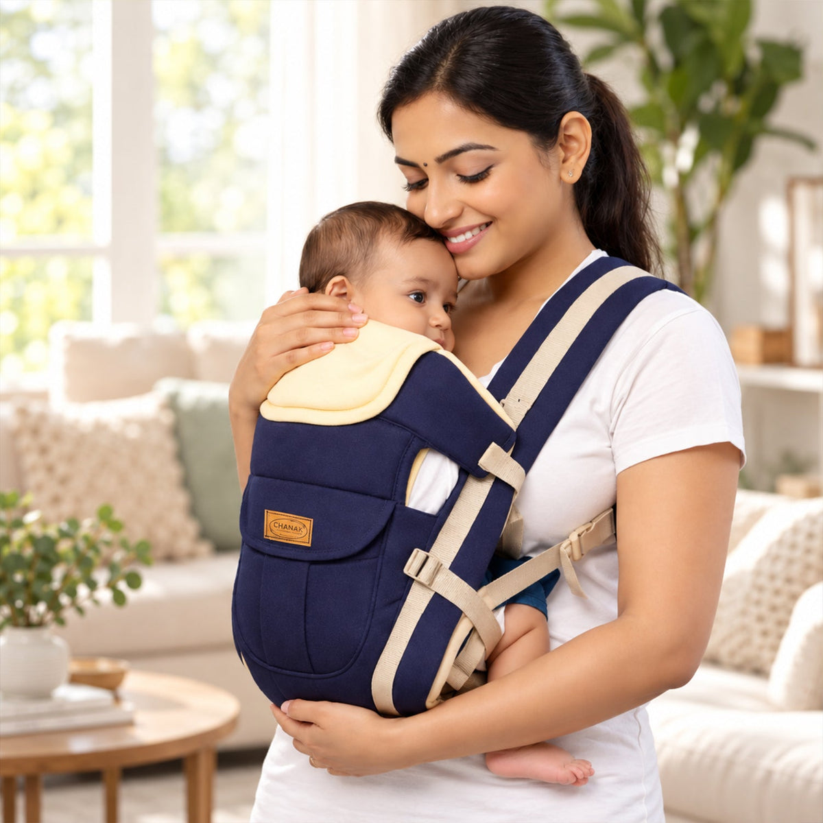 Baby Carrier With Padded Head Support And Adjustable Shoulder Straps (1 Pc)
