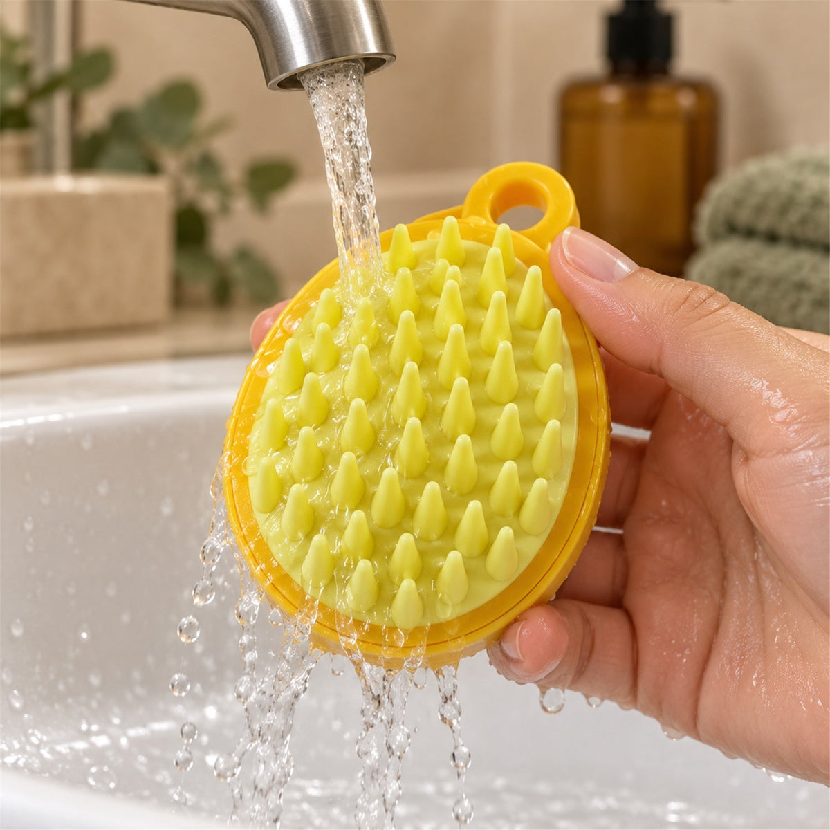 Scalp Massage Shampoo Brush with Smiley Design for Hair Washing (1 Pc)