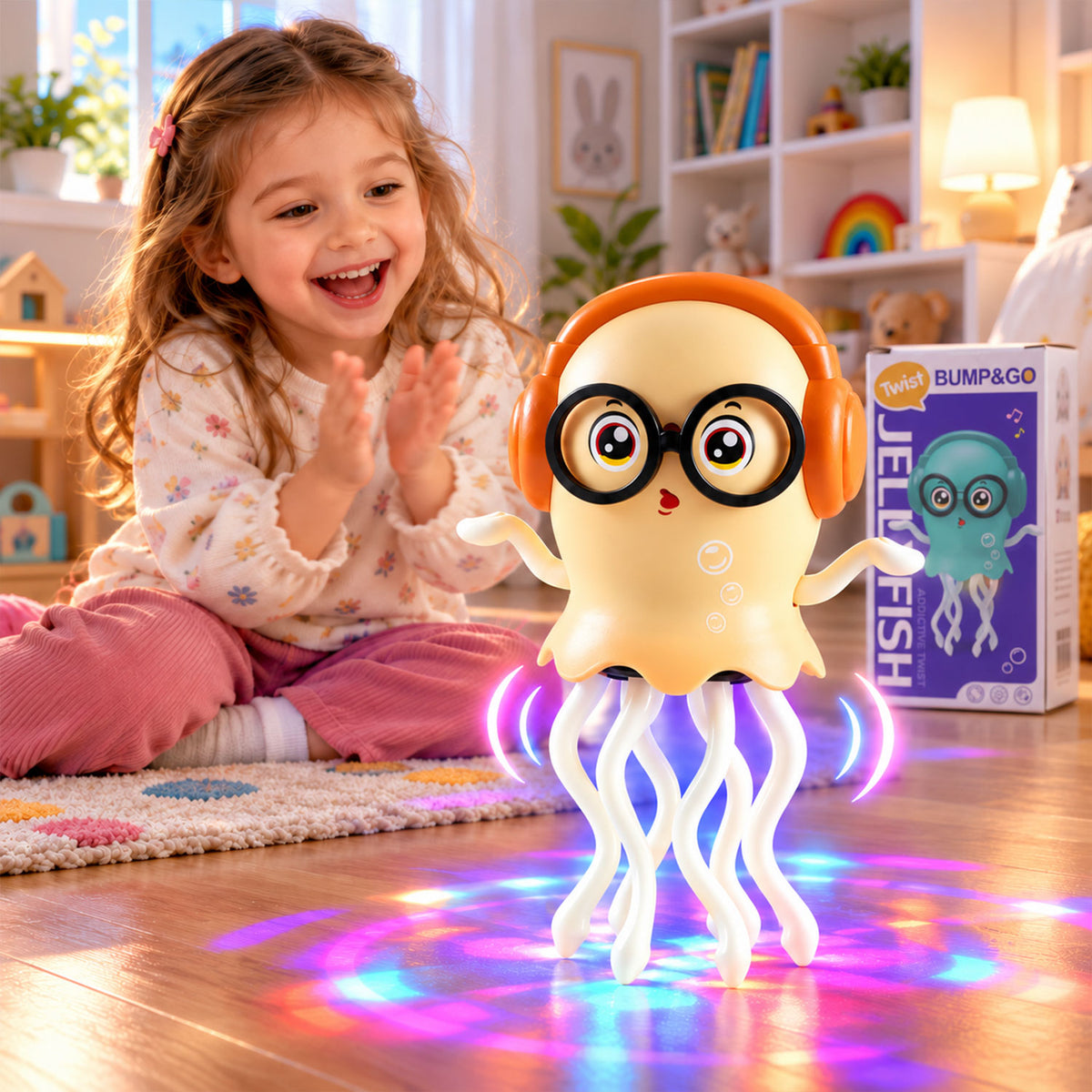 Musical Dancing Jellyfish Toy with LED Lights and Moving Tentacles (1 Pc)