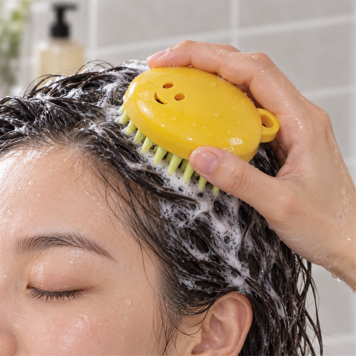 Scalp Massage Shampoo Brush with Smiley Design for Hair Washing (1 Pc)