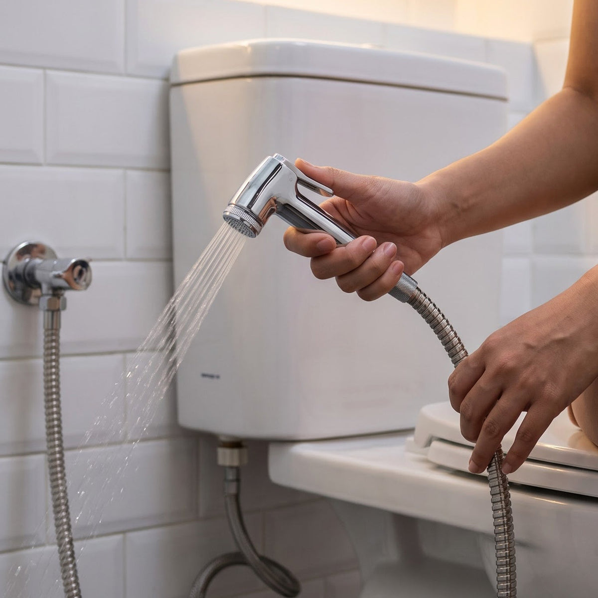 Shower hose connectors and fitting detail