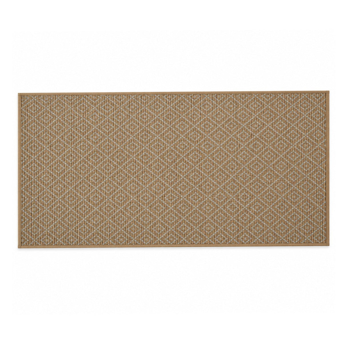 A full view of the rectangular brown runner mat with a subtle diamond weave pattern on a white background.