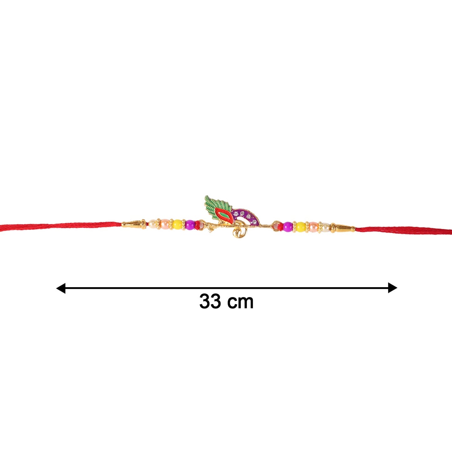 Festive Rakhi with bird centerpiece and colorful thread